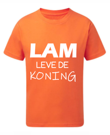 Oranje shirt LAM leve de Koning