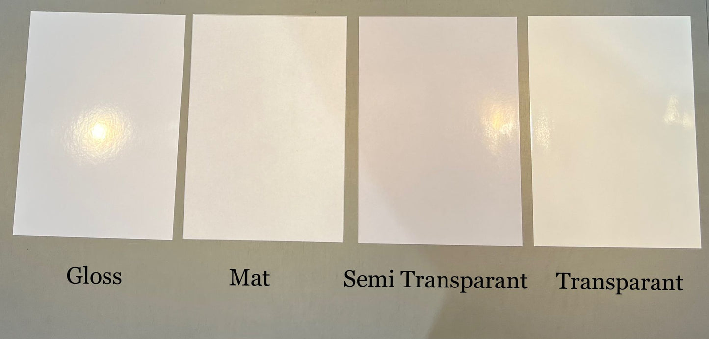 Printbaar stickervel Semi Transparant wit A4